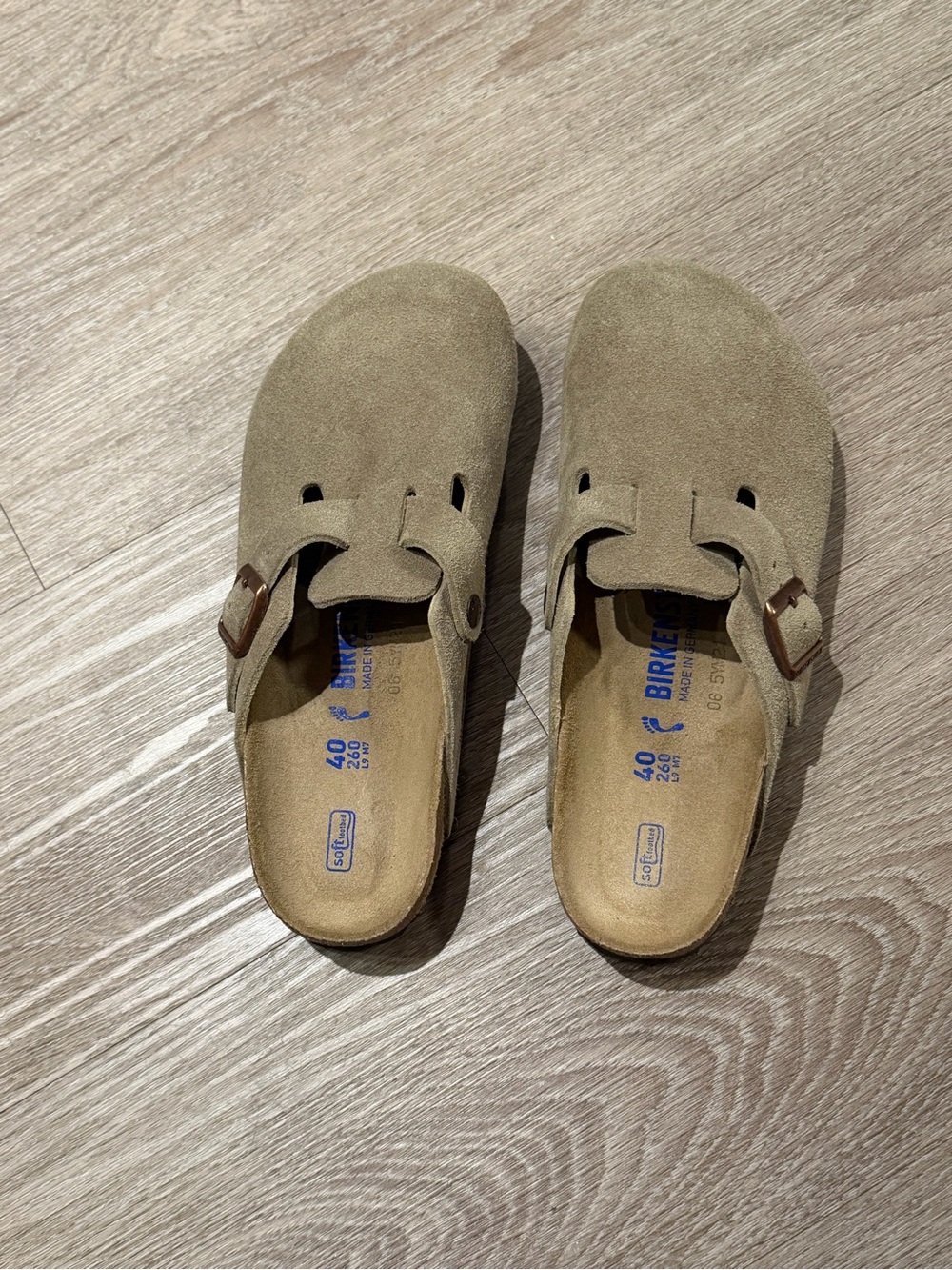 Birkenstock Boston Clogs in Taupe Suede - Picture 3 of 8